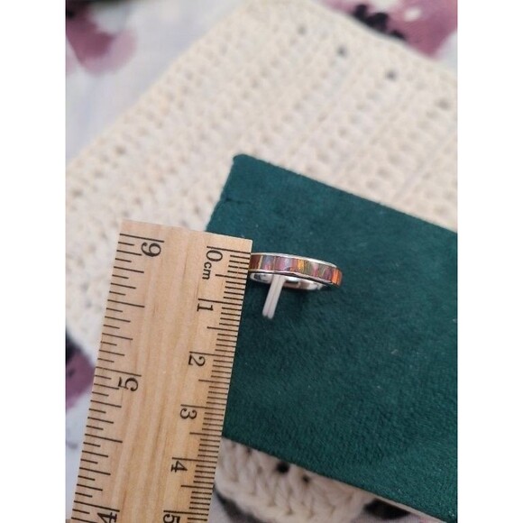Sterling Silver Opal Inlay Band Ring 925 Size 6.5 Rainbow Mosaic Stackable Boho - Picture 6 of 6